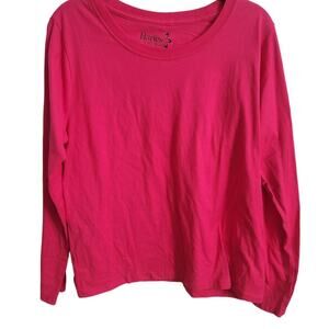 Hane's Women's Pink Long Sleeve Lightweight Shirt Size L